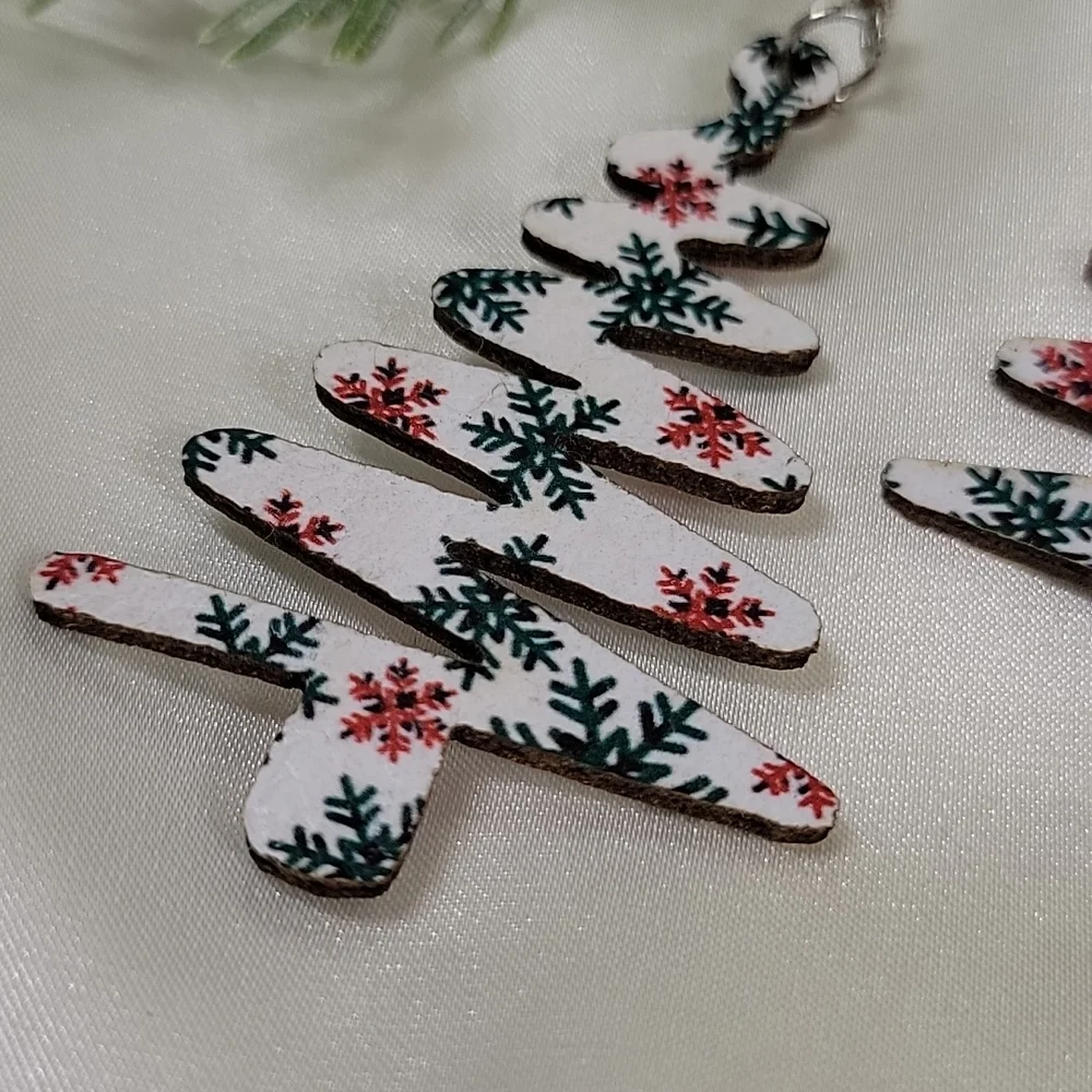 Holiday Tree Leather Drop Earrings - Picture 3 of 4